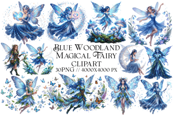 Blue Woodland Magical Fairy Clipart for Enchanted Designs