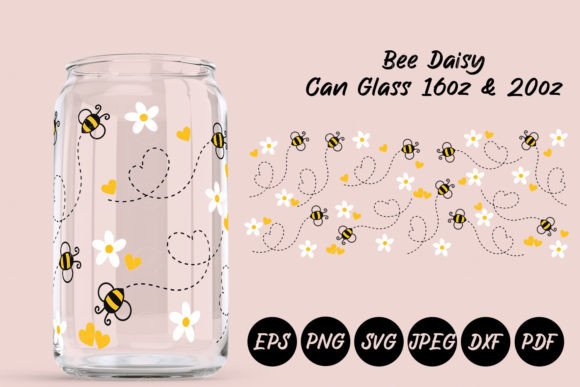 Crafting Buzz: The Bee Daisy Can Glass Wrap SVG for 16oz and 20oz