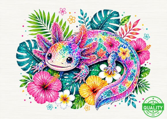 Cute Axolotl Tropical Floral PNG: A Designer's Guide