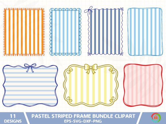 Pastel Striped Frame Bundle Clipart: Your New Favorite Design Asset
