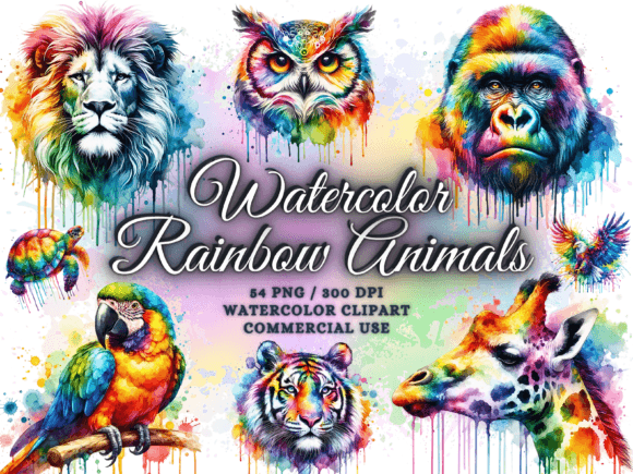 Rainbow Animals Clipart: A Splash of Whimsy for Your Designs