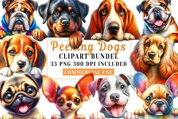 Watercolor Peeking Dogs Clipart PNG: Creative Uses