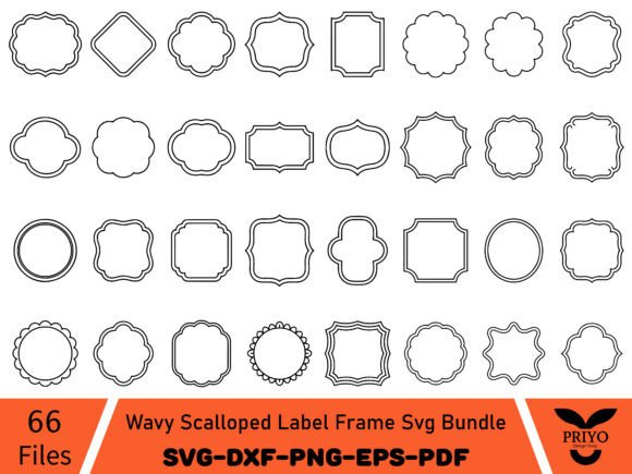 Wavy Scalloped Label Frame Svg Bundle: Your Go-To for Elegant Design