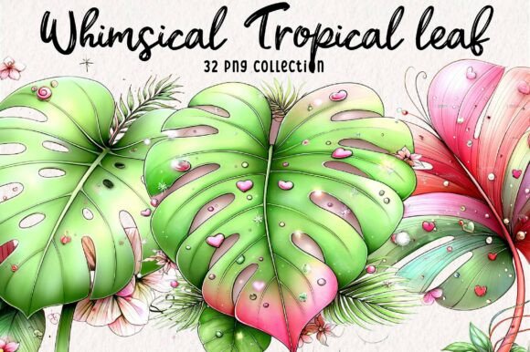 Whimsical Tropical Leaf Clipart: Instantly Elevate Your Projects